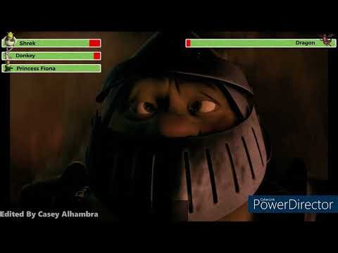 Shrek (2001) Escaping the Dragon's Keep with healthbars