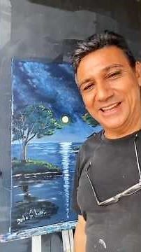 Landscape painting class. Night landscape. #art