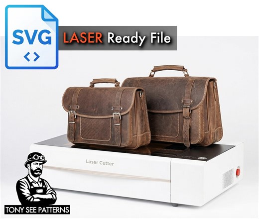Big Briefcase Pattern SVG for Leathercraft | Laser Cutting Bag Pattern - Etsy