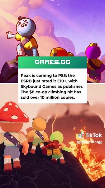 Peak is coming to PS5. The ESRB has rated the co-op climbing game E10 for PlayStation 5, with Skybound Games listed as publisher. No date has been announced, but in a Steam post on September 2 the developers wrote:
