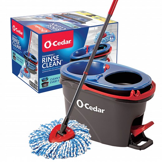 O-Cedar RinseClean Spin Mop With 2-Tank System and Microfiber Mop Head