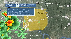 SEVERE THUNDERSTORM WARNING: Hardin, McNairy, Henderson, Chester, Decatur Click here for our interactive radar on our website: https://www.newschannel5.com/weather Stay with @newschannel5 for the latest. #Storm5Weather #NC5 | NC5_LelanStatom