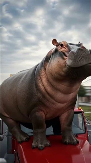 Hippo Stops Truck Driver From Deadly Accident! #wildlife #rescue #animals