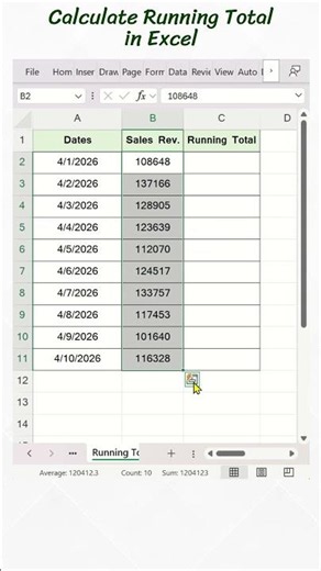 Formula to Calculate Running or Cumulative Total in Excel