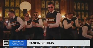 Bears fan and groomsmen dance as Mike Ditka for bachelor party