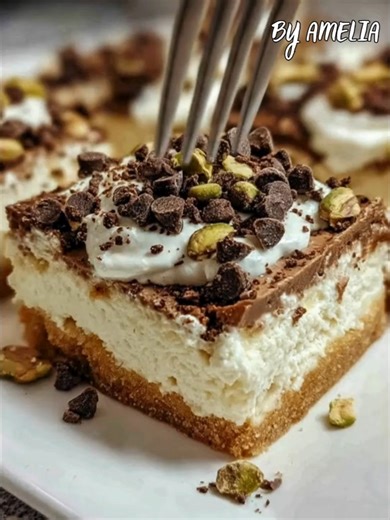 Cannoli Cheesecake Bars – Creamy, Crunchy & Absolutely Irresistible! All the flavors of a classic Italian cannoli baked into creamy, dreamy cheesecake bars! With a buttery graham cracker crust, a sweet ricotta-cream cheese filling, and chocolate chip crunch, this dessert is a true crowd-pleaser. Ingredients For the Crust: 1½ cups graham cracker crumbs ½ cup unsalted butter, melted ¼ cup granulated sugar 1 tsp vanilla extract For the Filling: 16 oz ricotta cheese 8 oz cream cheese, softened ¾ cup