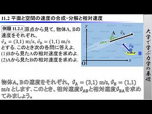 大学で学ぶ力学の基礎 11.2「平面と空間の速度の合成・分解と相対速度」