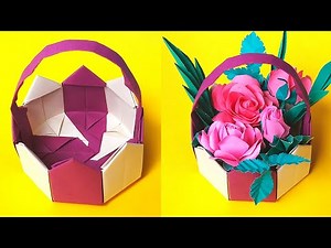 Origami Paper Basket | How To Make Paper Basket | DIY Paper Flower Basket | Easy Paper Crafts