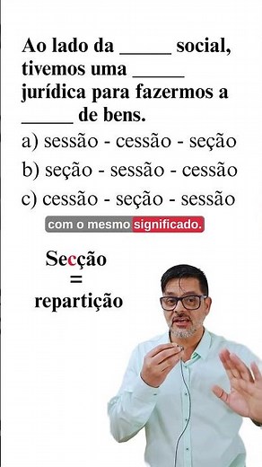 22. Seção, sessão e cessão #portuguêsdozero #portuguêsconcursos #gramaticaparaconcursos