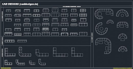 Download Free AutoCAD Blocks file – FURNITURES: SOFA SET’S | CAD Designs