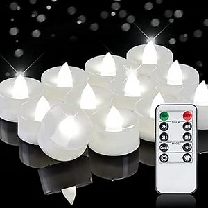 Homemory 12pcs Flameless LED Tea Lights with Remote & Timer, 400+Hours Realistic Flickering Battery Candles for Seasonal, Tabletop, and Centerpieces Decor