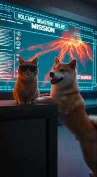 Volcano Eruption Rescue Mission | EP06 - Cat & Dog Task Force (1min) #shorts #cute #cat #dog #funny