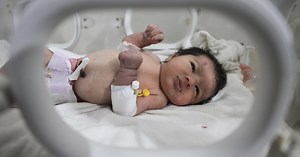 Newborn baby in Syria found under rubble