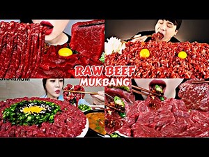 Eating RAW BEEF Mukbang ASMR: Juicy Bites & Relaxing Sounds | Mukbang Asmr Compilation