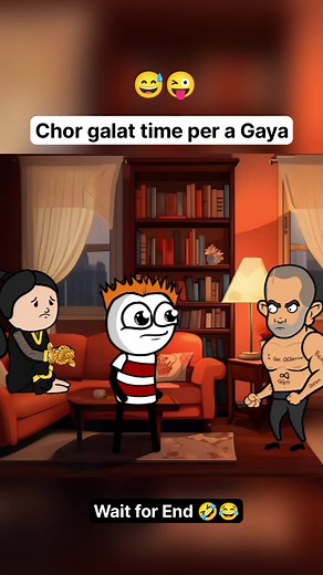 When the thief comes at the wrong time 🤣 . . . Please 🙏 Like 👍 Share ❤️ Comment and Follow . #thief #chori #chor #house #alone #twist #cringe #humor #sarcastic #joke #unexpected #fun #funnyvideo #comedy #funny #cartoon #2d #2danimation #animation | Cartoon Wala
