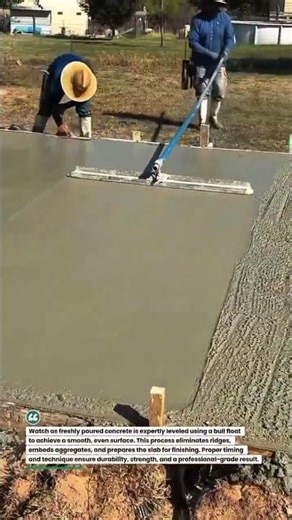 Perfect Concrete Finish with Bull Float Mastery #Concrete #Construction #DIY