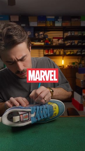 Seth Eaton on Instagram: "I cut them open 😭 ROUND 2!!🔥 It was pretty obvious this shoe had something underneath it, so I had to see what was going on 😂 This is the Marvel x Puma x Advisory Board Crystals "Human Torch" pair from their Fantastic Four collection and it's probably my favorite out of the bunch 👌 #sneakers #unboxing #customize"