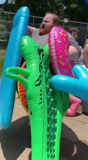 PUBLIC FREAKOUT: Man takes all pool floats at the community center!￼
