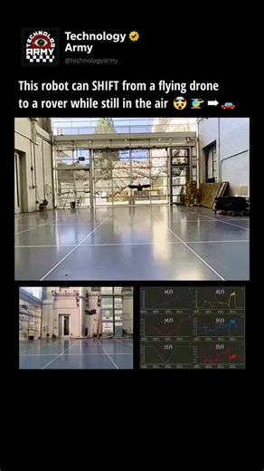 TechnologyARMY on Instagram: "In 2025, Caltech unveiled ATMO — a robotic platform that doesn’t just fly or roll… it transforms mid-air from a quadrotor drone into a wheeled rover without ever touching the ground. Unlike previous hybrid robots, ATMO uses a single central motor that dynamically reorients its four thrusters, protected by shrouds that double as wheels once it hits the ground. The robot performs a controlled wheel-landing maneuver, shifting from flight to land mobility with precision