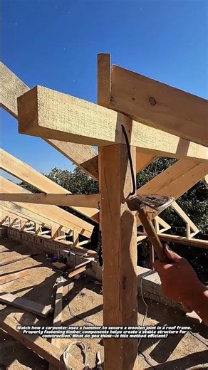 How Carpenters Secure Wooden Roof Frames with a Hammer! 🔨 | Construction Skills.