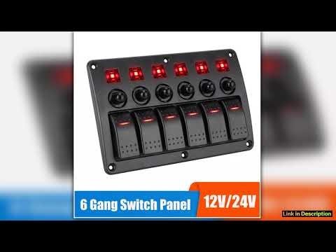 24V 12V 6 Gang Light Toggle Switch Panel Buttons Circuit Control With Fuse LED Indicator Car