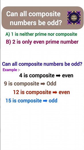 Composite numbers are even or odd 🤔 Shorttricks simple explanation Mathematics amazing
