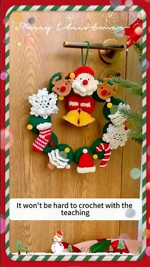 Cute Crochet Christmas Wreath Tutorial | Easy DIY Holiday Decor with Santa & Reindeer! #crochet