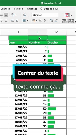 Comment centrer du texte sur Excel?