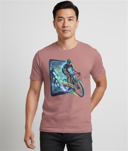 Neon Circuit Cyclist T-shirt: Futuristic Tech Cycling Art Tee - Etsy
