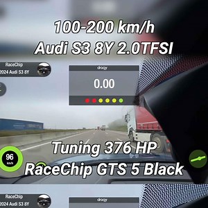 1.1K views | ⏱️ 100-200 kph acceleration - Audi S3 8Y 2.0TFSI 245kW tuned with the RaceChip GTS 5 Black - 376 HP & 491 Nm  Tuning: 10.37s Stock: 11.10s Measurement wit@[dragymotorsports] #RaceChip #Chiptuning #tuning #car #auto #racing #Audi #AudiS3 #gts5 #gts5black #performance #dragy #dragymotorsports #acceleration | RaceChip USA | Facebook