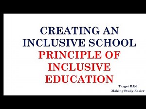Creating an Inclusive School/Principles of Inclusive Education