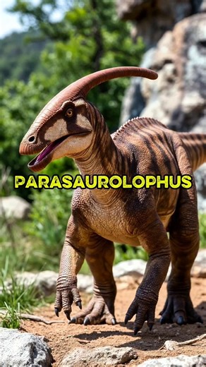 Parasaurolophus, a crested hadrosaur, used its hollow head tube to produce deep calls. #jurassic