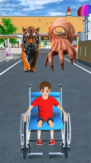 Hand Zombie & Tiger Chasing a Wheelchair Boy | Sakura School Simulator Horror Story #shortvideo