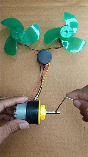 Two DC Motor Fan and Voltmeter Powered by Gear Motor • #shorts #dcmotor