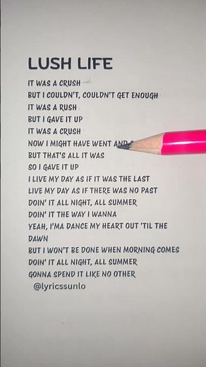 Lush Life Part -2 Song Lyrics #lushlife #lyrics #englishsong #shorts