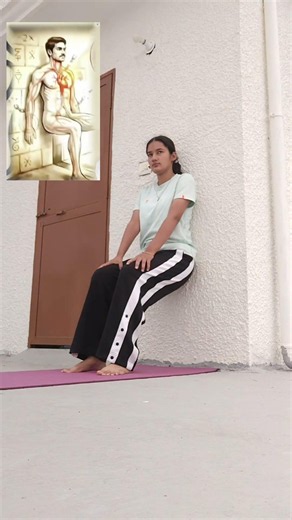 The wall supported chair pose #trending #motivation #legstrength #workout #stronglegs #squats #yoga