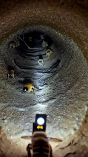 POV: Inside a Bee’s Underground Nest 🐝📹 #bee #natureshorts