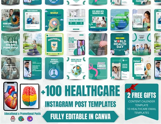 Medical Canva Templates | Healthcare Instagram Template | Social Media Engagement | Branding Kit | Green | Digital Download - Etsy
