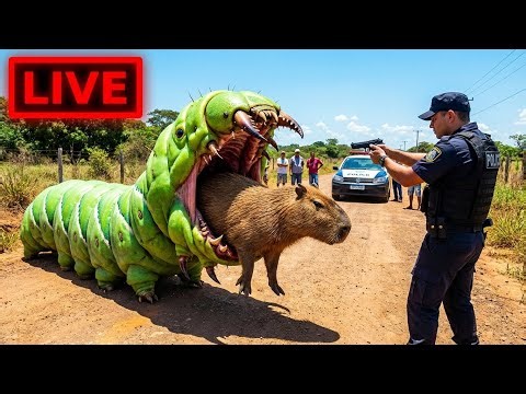 ⭐ LIVE: Heroic Rescue Team Saves Capybara from Terrifying GIANT Mutant Caterpillar Attack 🐛😱