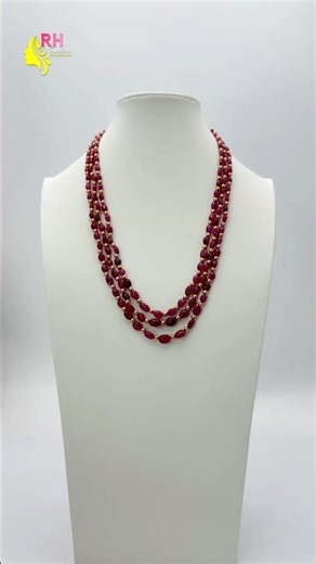Premium Natural Rubies with Golden Swarovski Pearls Customized Necklace