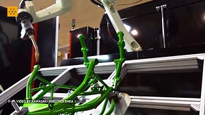 Watch a Kawasaki Robotics BA006L with a K-Positioner weld (simulated) the steel frame of a Kawasaki motorbike - located in the showroom of the Kawasaki Robotics Central Eastern Europe HUB in Krakow/Poland. Credit: Kawasaki Robotics EMEA #robotics #engineering #technology | Wevolver.com