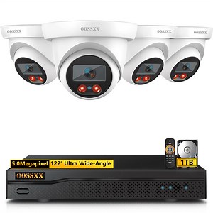 OOSSXX Full HD 5MP Wired Security Camera System with 8 Channel DVR, 4 Cameras