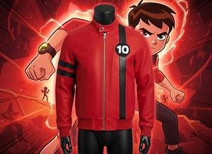 Albedo Ben 10 Red Leather Jacket - Alien Force Cosplay Costume - Men's Tactical Superhero Bomber - Premium Handmade Gamer Gift Apparel - Etsy UK