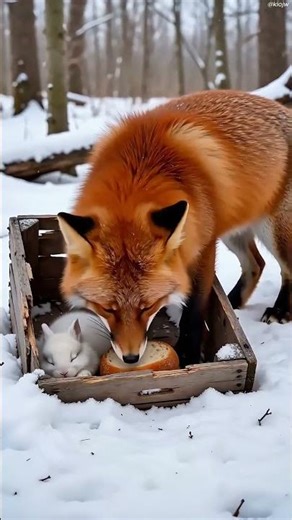 The most unexpected friendship you will see today 🐾❄️ #sadstory #puppy #heartwarming