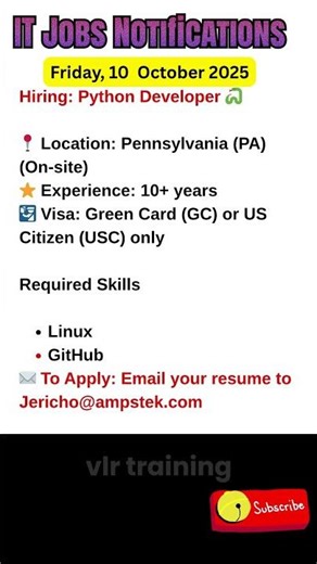 Python Developer Job in Pennsylvania Oct 10, 2025
