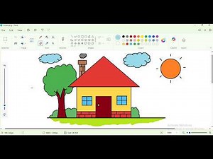 Beautiful House Drawing in MS Paint 🏠 | Easy Drawing Step by Step