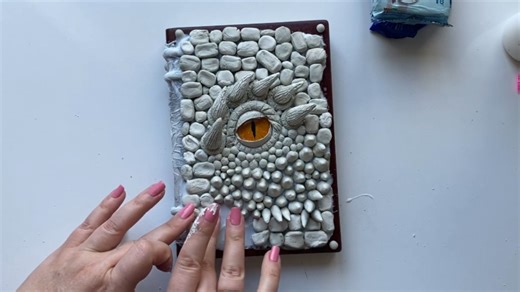 DIY Notepad Decor Idea | Notebook Cover | 3d dragon eye made of modelling clay #decor #ideas #clay #crafting #craft #diy #handmade | Dream Fairy DIY