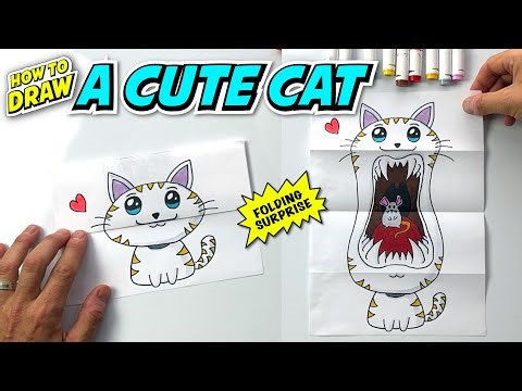 How to Draw CUTE CAT Folding Surprise