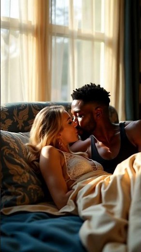 Cutest Couple? Blonde Woman and Black Man Share Intimate Moments in a Cozy Bedroom