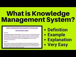 Knowledge Management System in Mis - Very Easy Example Explanation
